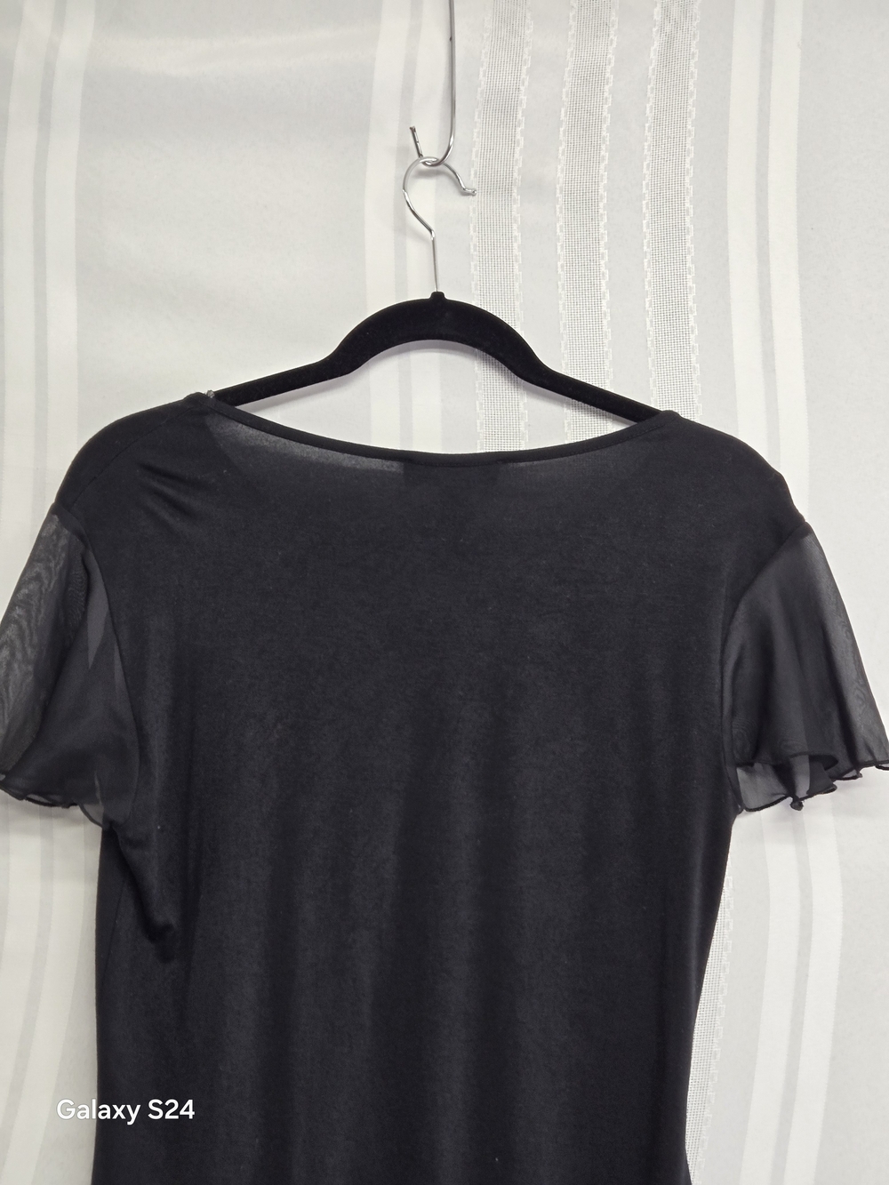 CABLE AND GAUGE Black Ruffle Short-Sleeve Top SIZE MD - Picture 7 of 12